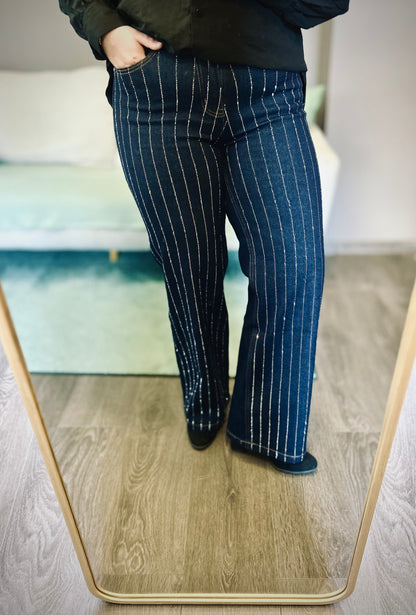 Jeans bleu foncé a strass